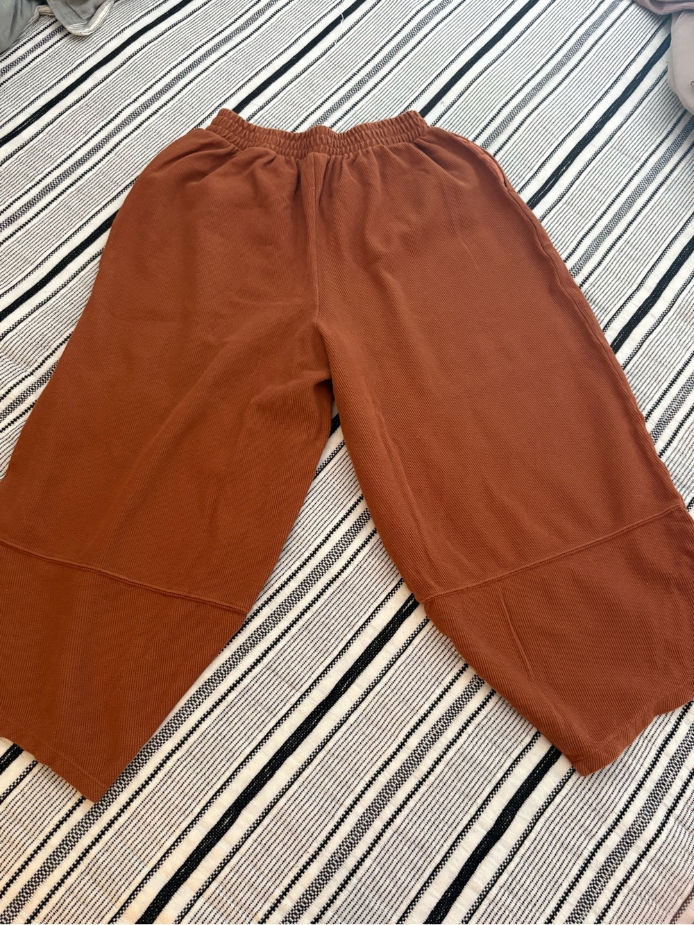 Free People Cropped Wide-Leg Barrel Pants in Rust Brown